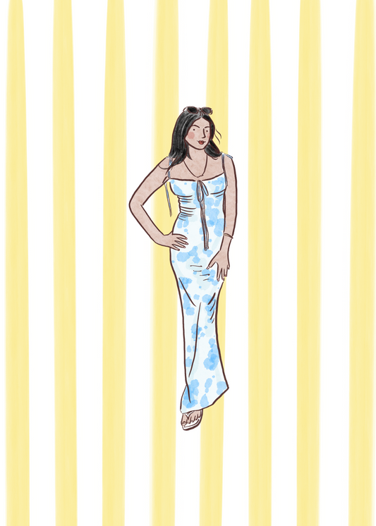 Custom Fashion Portrait – Hand-Drawn Style Illustration with a Summer Vibe