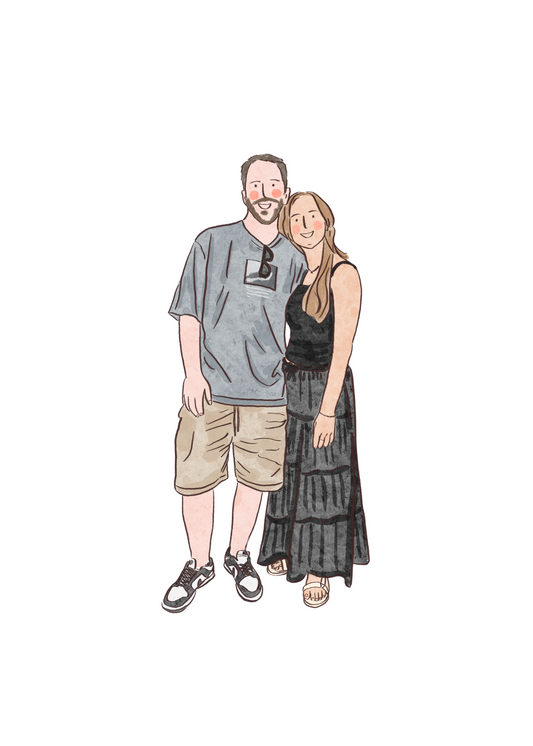 Custom Couple Portrait Sign – Hand-Drawn Illustration for Weddings or Gifts