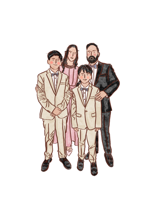 Hand-Drawn Family Portrait: Elegant, Personal &amp; Perfect for Milestone Gifts