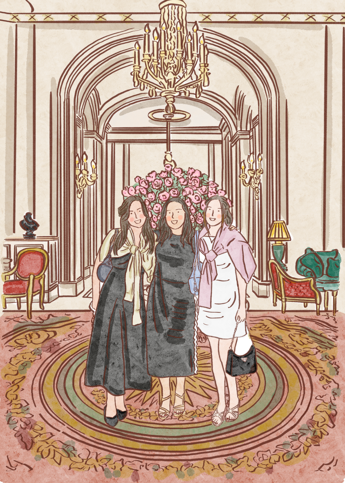 A Timeless Custom Portrait of Friendship in an Elegant Setting