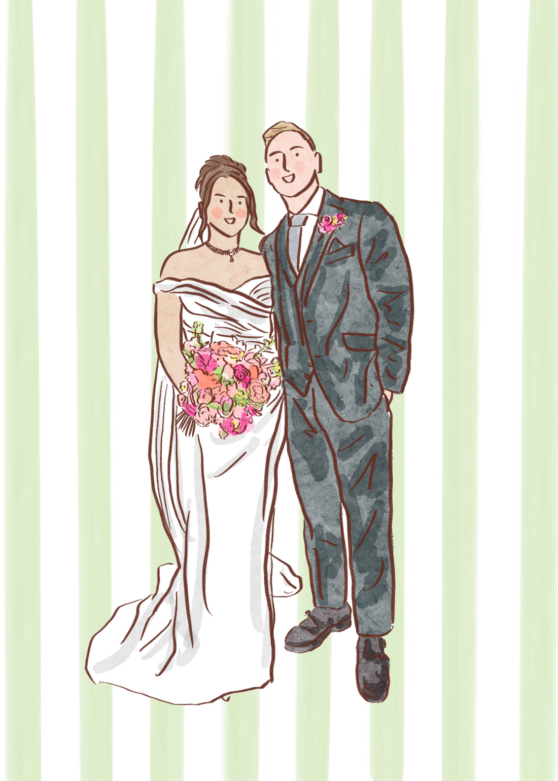 Hand-Drawn Wedding Couple Portrait: A Timeless, Personalized Keepsake