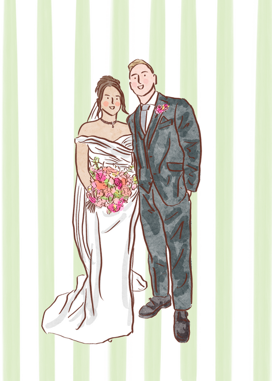 Hand-Drawn Wedding Couple Portrait: A Timeless, Personalized Keepsake