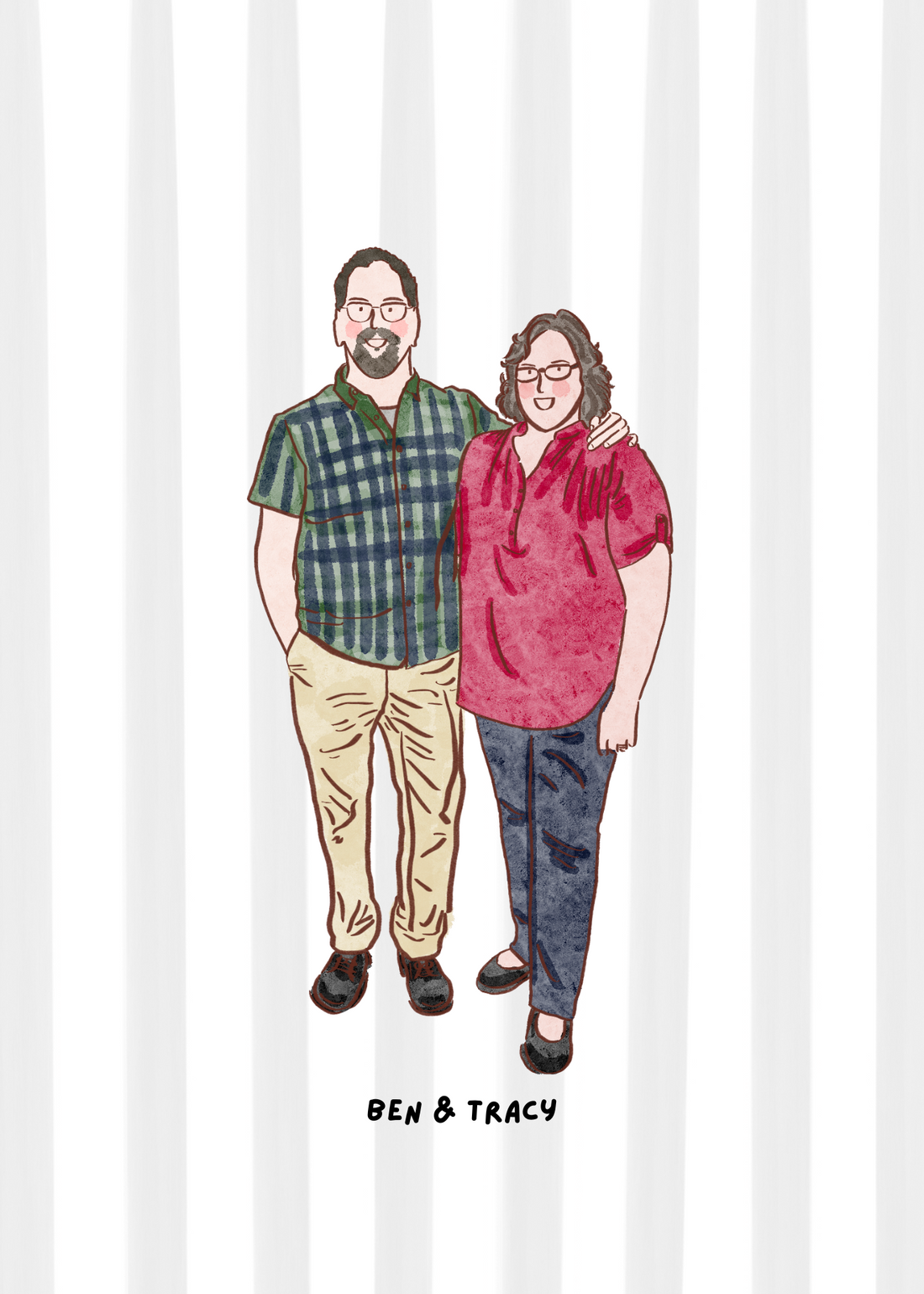 Hand-Drawn Couple Portrait: Casual, Personal, and Perfect for Everyday Gifting